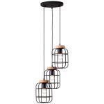 Brilliant Gwen Pendel Lampe Metal Træ Sort | 420mm - Egnet til 3x E27