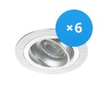 Fordelspakke 6x Noxion Forsænket Spot Logic MR16 Vipbar Aluminium | Udsnit 80mm - GU10 sokkel