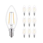 Fordelspakke 10x Philips Corepro LED Kerte E14 filament klar 2W 250lm – 827 – ekstra varm hvid | erstatter 25W