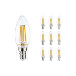 Fordelspakke 10x Noxion Lucent LED E14 Kerte filament klar 4.5W 470lm - 827 ekstra varm hvid | erstatter 40W