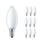 Fordelspakke 10x Philips Corepro LED Kerte E14 matt 4.3W 470lm - 827 ekstra varm hvid | erstatter 40W