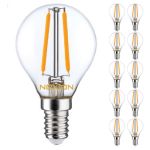 Fordelspakke 10x Noxion Lucent LED E14 Kugle filament klar 2.5W 250lm - 827 ekstra varm hvid | erstatter 25W