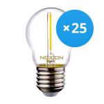 Fordelspakke 25x Noxion Lucent LED E27 Kugle filament klar 1.4W 136LM - 827 ekstra varm hvid | erstatter 15W