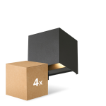 Fordelspakke 4x D'Lite Vægbelysning Elingen Sort Up & Down 4.9W 480lm - 830 Varm Hvid | IP65
