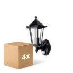 Fordelspakke 4x D'Lite Vægbelysning Helora Sort | IP44 - Egnet til 1x E27 - Bevægelsessensor
