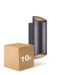 Fordelspakke 10x Nordlux Nico Vægbelysning Aluminium Sort Up & Down | IP54 - Egnet til 2x GU10