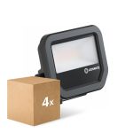 Fordelspakke 4x Ledvance LED Projektør Aluminium Sort 8W 1100lm 100D - 830 Varm Hvid | IP66 - Symmetrisk
