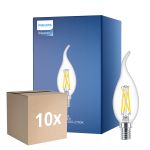Fordelspakke 10x Philips MASTER LED E14 Bent-tip Kerte Filament Klar 2.5W 340lm - 922-927 Dim To Warm | Bedste Farvegengivelse - Dæmpbar - Erstatter 25W