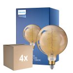 Fordelspakke 4x Philips Classic LED Globe E27 200mm filament guld 7W 470lm - 818 ekstra varm hvid | dæmpbar - erstatter 40W