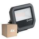 Fordelspakke 4x Ledvance LED Projektør Aluminium Sort 8W 1200lm 100D - 840 Kold Hvid | IP66 - Symmetrisk