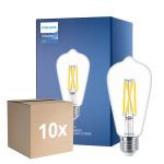 Fordelspakke 10x Philips MASTER Value LED Pære E27 Edison Filament Klar 5.9W 806lm - 922-927 Dim to Warm | Bedste Farvegengivelse - Erstatter 60W