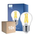Fordelspakke 10x Philips MASTER LED E27 Kugle Filament Klar 3.5W 470lm - 922-927 Dim To Warm | Bedste Farvegengivelse - Dæmpbar - Erstatter 40W