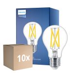 Fordelspakke 10x Philips Master LED E27 Pære Filament Klar 7.2W 1055lm - 922-927 Dim To Warm | Bedste Farvegengivelse - Dæmpbar - Erstatter 75W