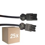 Fordelspakke 25x Noxion GST - Kompatibel Forlængerkabel Sort - Han + Hun - 5m - 3 pole 1,5mm2