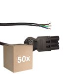 Fordelspakke 50x Noxion GST - Kompatibel Forsyningskabel Sort - Han + Åbne ender - 3m - 3 pole 0,75mm2