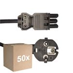 Fordelspakke 50x Noxion GST-Kompatibel Forsyningskabel - Hun + Schuko Europlug - Sort 1.5m - 3 pole 0.75mm2