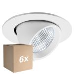 Fordelspakke 6x Noxion LED Spot Forza V2 Aluminium Hvid 28/32/36/40W - 3300/3700/4100/4500lm 36D - 930-940-957 CCT | 160mm - Udsnit 145mm - Bedste Farvegengivelse