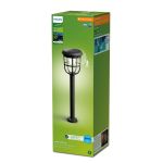 Philips Solar Radii Pedestal lamp Metal Sort 1.3W 250lm - 830 Varm Hvid | IP44 - Lyssensor