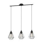 Eglo Pendel Lampe Tarbes Stål Sort | IP20 - Egnet til 3x E27 
