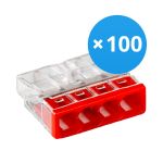 Fordelspakke 100x Wago 2273-204  Forbindelsesstykke | 4 Stålwire Tilslutning