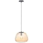 Brilliant Kaizen Pendel Lampe Glas Pendel Lampe Metal Sort Beige | 350mm - Egnet til 1x E27