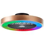 Brilliant Slimline Loftventilator Plast  Metal Sort Guld 36W 4700lm - 830-865 CCT+RGB | 490mm - Fjernbetjening Dæmpbar