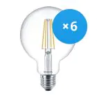 Fordelspakke 6x Philips Corepro LED Globe E27 Filament Klar 95mm 7W 806lm - 827 Ekstra Varm Hvid | Erstatter 60W