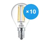 Fordelspakke 10x Philips Corepro LED Lustre E14 Kugle filament klar 4.3W 470lm - 827 ekstra varm hvid | erstatter 40W
