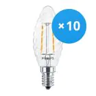 Fordelspakke 10x Philips Corepro LED Kerte E14 Snoet Kerte filament klar 2W 250lm - 827 ekstra varm hvid | erstatter 25W