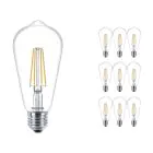Fordelspakke 10x Philips Corepro LED Pære E27 Edison filament klar 7W 806lm - 827 ekstra varm hvid | erstatter 60W