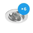 Fordelspakke 6x Noxion Forsænket Spot Drome MR16 Vipbar Aluminium | Udsnit 69mm - GU10 sokkel