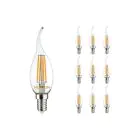 Fordelspakke 10x Noxion Lucent LED E14 Bøjet Tip Kerte filament klar 4.5W 470lm - 827 ekstra varm hvid | dæmpbar - erstatter 40W