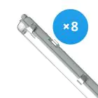 Fordelspakke 8x Noxion LED Vandtæt lysrender Armaturhus Poseidon V2.0 | Egnet til 2x120cm LED Lysrør