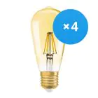 Fordelspakke 4x Ledvance Vintage 1906 LED E27 Pære guld 2.5W 220lm - 824 ekstra varm hvid | erstatter 22W
