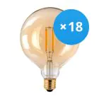 Fordelspakke 18x Noxion Lucent LED E27 Globe filament Rav 125mm 7.2W 630lm - 822 ekstra varm hvid | erstatter 60W