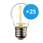 Fordelspakke 25x Noxion Lucent LED E27 Kugle filament klar 1.4W 136LM - 827 ekstra varm hvid | erstatter 15W