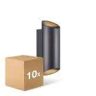 Fordelspakke 10x Nordlux Nico Vægbelysning Aluminium Sort Up & Down | IP54 - Egnet til 2x GU10