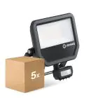Fordelspakke 5x Ledvance LED Projektør Aluminium Sort 41W 6000lm 100D - 840 Kold Hvid | IP65 - Bevægelses- Og Lyssensor - Symmetrisk