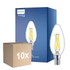 Fordelspakke 10x Philips MASTER LED E14 Kerte Filament Klar 2.5W 340lm - 922-927 Dim To Warm | Bedste Farvegengivelse - Dæmpbar - Erstatter 25W