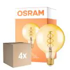Fordelspakke 4x Osram Vintage 1906 LED E27 Globe Filament Goud 125mm 4W 300lm - 820 Zeer Warm Wit | Dimbaar - Vervangt 28W