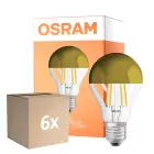 Fordelspakke 6x Osram Classic LED E27 Pære Filament Mirror Guld 4W 400lm - 827 Ekstra Varm Hvid | Erstatter 35W