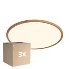 Fordelspakke 3x Nordlux LED Loftlampe Oja 42 Træ 24W 2150lm - 827 Ekstra Varm Hvid | Dæmpbar