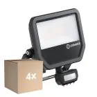 Fordelspakke 4x Ledvance LED Projektør Aluminium Sort 41W 5500lm 100D - 830 Varm Hvid | IP65 - Bevægelses- Og Lyssensor - Symmetrisk