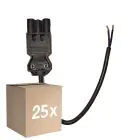 Fordelspakke 25x Noxion GST - Kompatibel Forsyningskabel Sort - Han + Åbne ender - 0,3m - 2 pole 0,75mm2