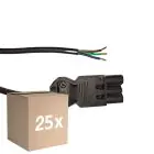Fordelspakke 25x Noxion GST - Kompatibel Forsyningskabel Sort - Han + Åbne ender - 0,3m - 3 pole 0,75mm2