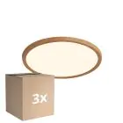 Fordelspakke 3x Nordlux LED Loftlampe Oja 29 Træ 18W 1600lm - 827 Ekstra Varm Hvid | 3-Trin Dæmpbar 