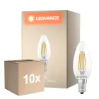 Fordelspakke 10x Ledvance Classic LED E14 Kerte Filament Klar 3.4W 470lm - 827 Ekstra Varm Hvid | Erstatter 40W