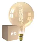 Fordelspakke 6x Calex XXL Mega Guld Globe LED E27 G200 Filament 3W 250lm- 822 Ekstra Varm Hvid | Dæmpbar