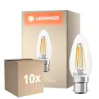 Fordelspakke 10x Ledvance Classic LED B22 Kerte Filament Klar 3.4W 470lm - 827 Ekstra Varm Hvid | Erstatter 40W