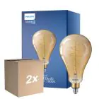 Fordelspakke 2x Philips Classic LED Pære E27 Pære guld 7W 470lm - 818 ekstra varm hvid | dæmpbar - erstatter 40W
